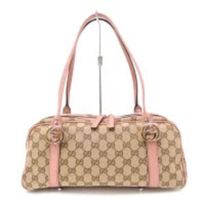 GUCCI GG Twins Canvas Boston Bag Pink